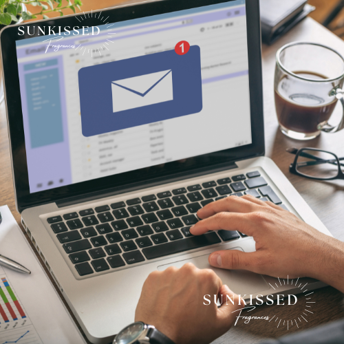 Headphones and subscriber icons with a rising chart, suggesting growth through email marketing conversion.